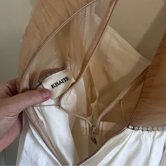 KHAITE Tracy crystal-embellished ruched tulle and cotton-sateen dress SIZE 2 - Picture 9 of 15